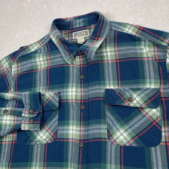 Duluth Other - Men’s Duluth Trading XXL Burlyweight Heavy Flannel Shirt Green Plaid Shacket
